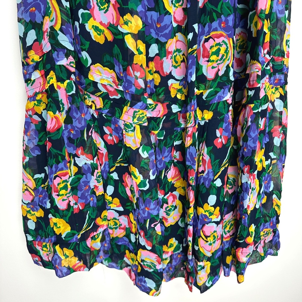 Anthropologie Somerset Strapless Maxi Dress Floral Navy Blue Pink Yellow L - Picture 9 of 13
